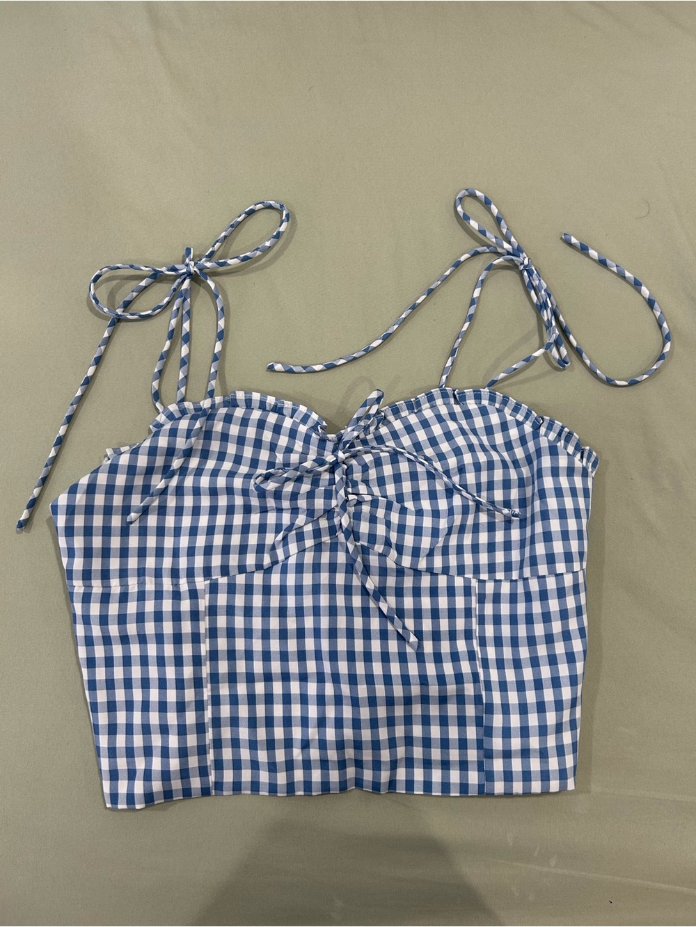 Blue and white gingham top